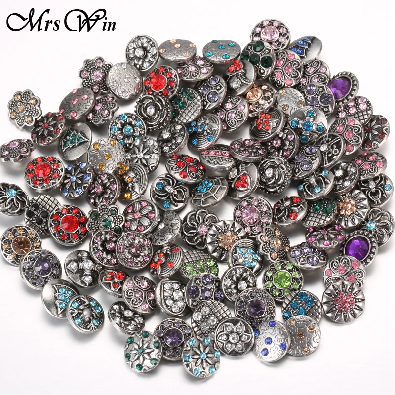 Оптовая продажа 100 шт./лот кнопки застежки ювелирные изделия смешанные