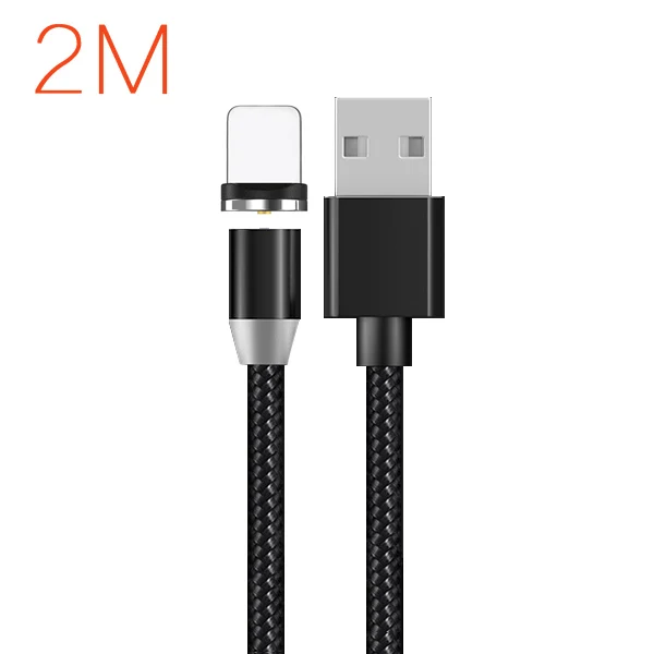 2M CBAOOO 360 светодиодный магнитный Micro USB кабель type-C зарядный кабель для iPhone XR XS MAX X 8 7 6 Plus Магнитный зарядный провод для мобильного телефона - Цвет: 2M