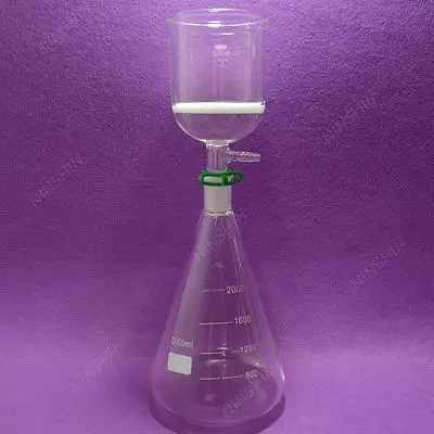 Набор фильтрации 2000 мл колба Erlenmeyer 24/40 и воронка фильтра (3 #) лабораторный