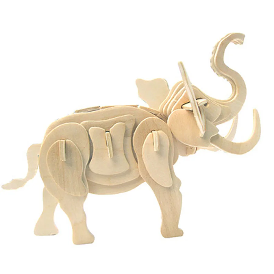 elephant Милые игрушки DIY 3D деревянные головоломки/11 моделей Развивающие деревянные Мультяшные Животные головоломки Детский подарок - Цвет: elephant