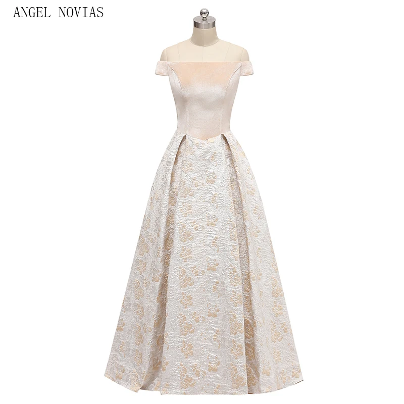 

ANEGL NOVIAS Robe Longue Soiree Long Evening Dress 2018 Dubai Lace Up Embroidery Off the Shoulder Formal Evening Gowns