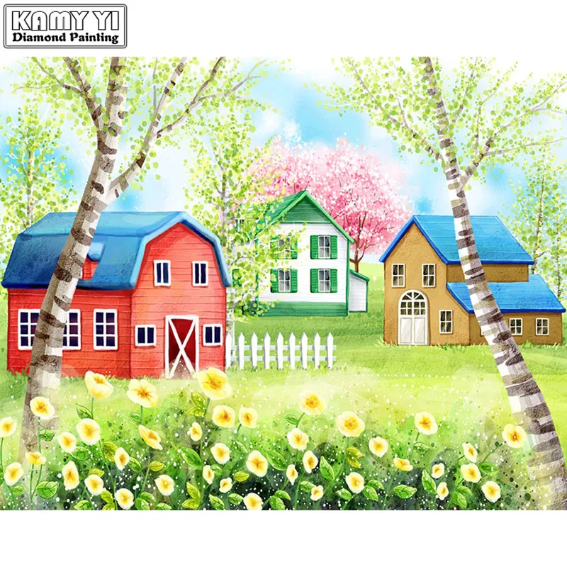

DIY 5d diamond painting cross stitch diy diamond embroidery children bedroom cartoon diy house point diamond mosaic painting