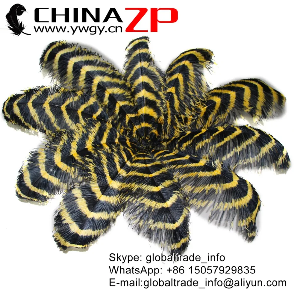 

CHINAZP Factory большой размер 28 '-30 "(70-75 см) 50 шт./лот высшего качества окрашенное Черное и Золотое Полосатое страусиное перо