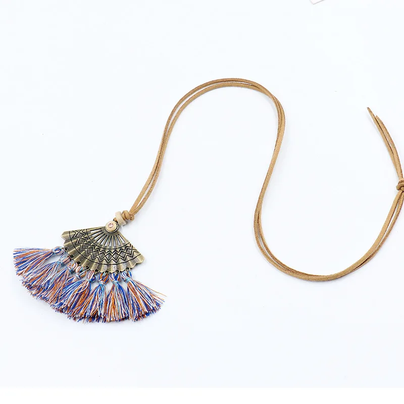 12 шт./лот длинное кожаное ожерелье с веревкой для женщин веерообразные ожерелья