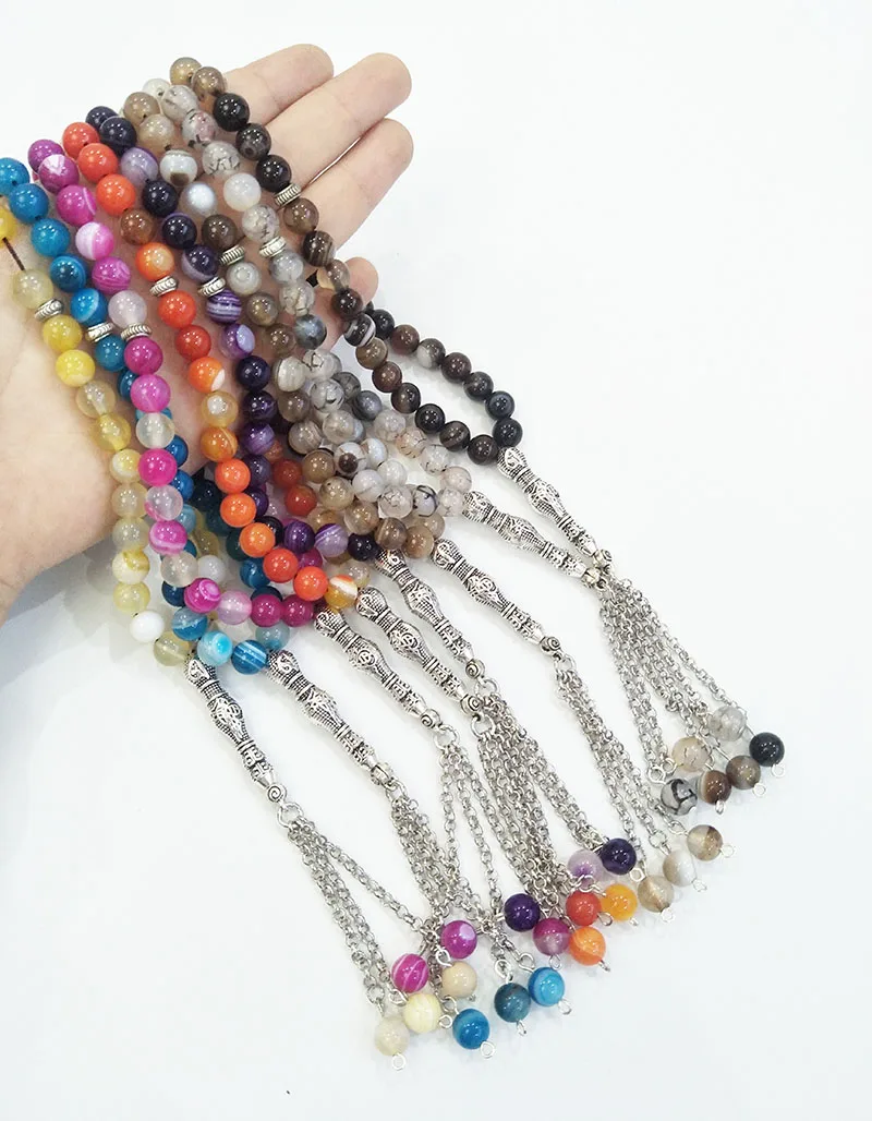 8mm Real natural Stone Islamic Prayer 33 beads Tasbih Misbaha Muslim bracelet Tasbeeh for birthday gift | Украшения и аксессуары