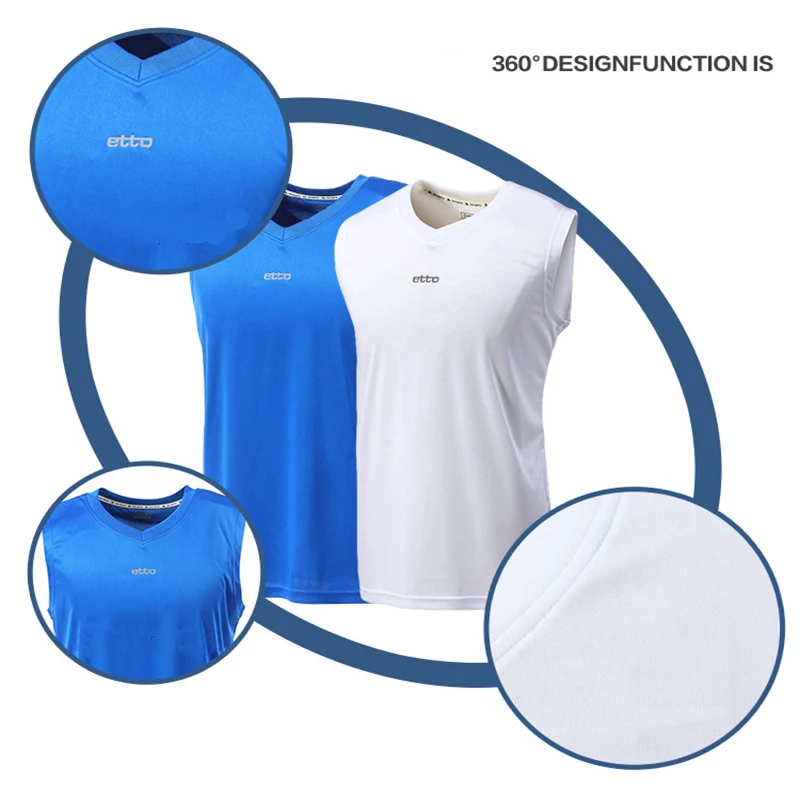 Etto Men Quick Dry Sleeveless Soccer Jersey Football Basketball Volleyball Training Shirts Women Breathable Sports Tops HUC083 | Спорт и