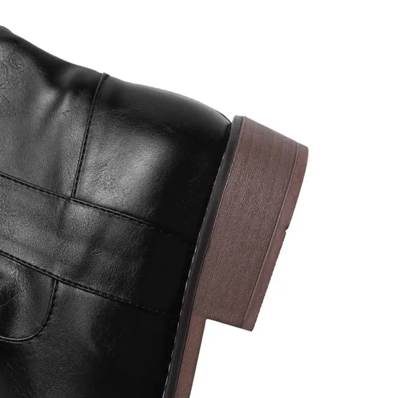 

RIZABINA Women Fashion Warm Black Boots Daily Sexy Motorcycle Boots Winter Brand High Quality Mid Calf Boots Footwear Size 34-43