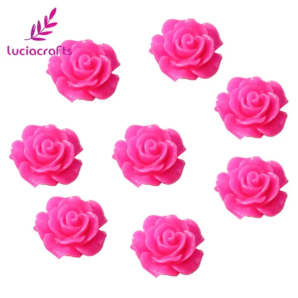 Rose Red 6pcs Цветок розы 20 мм плоская основа Смола цветок ювелирные изделия бусины DIY Поиск аксессуаров 6 шт F1318 - Цвет: Rose Red 6pcs