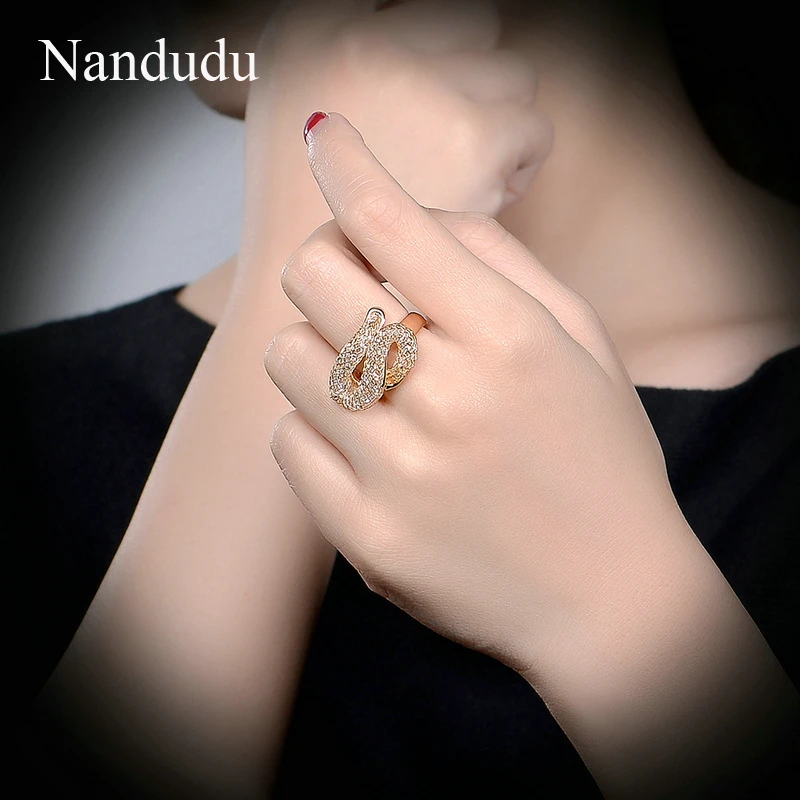 Nandudu New Wire Mesh Cocktail Austrian Crystal Ring Fashion Women cheap and fine Jewelry Gift Rings R1240 | Украшения и