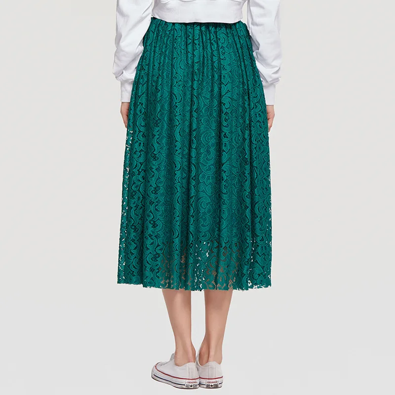 Vestidos элегантная однотонная длинная Плиссированная кружевная юбка в винтажном