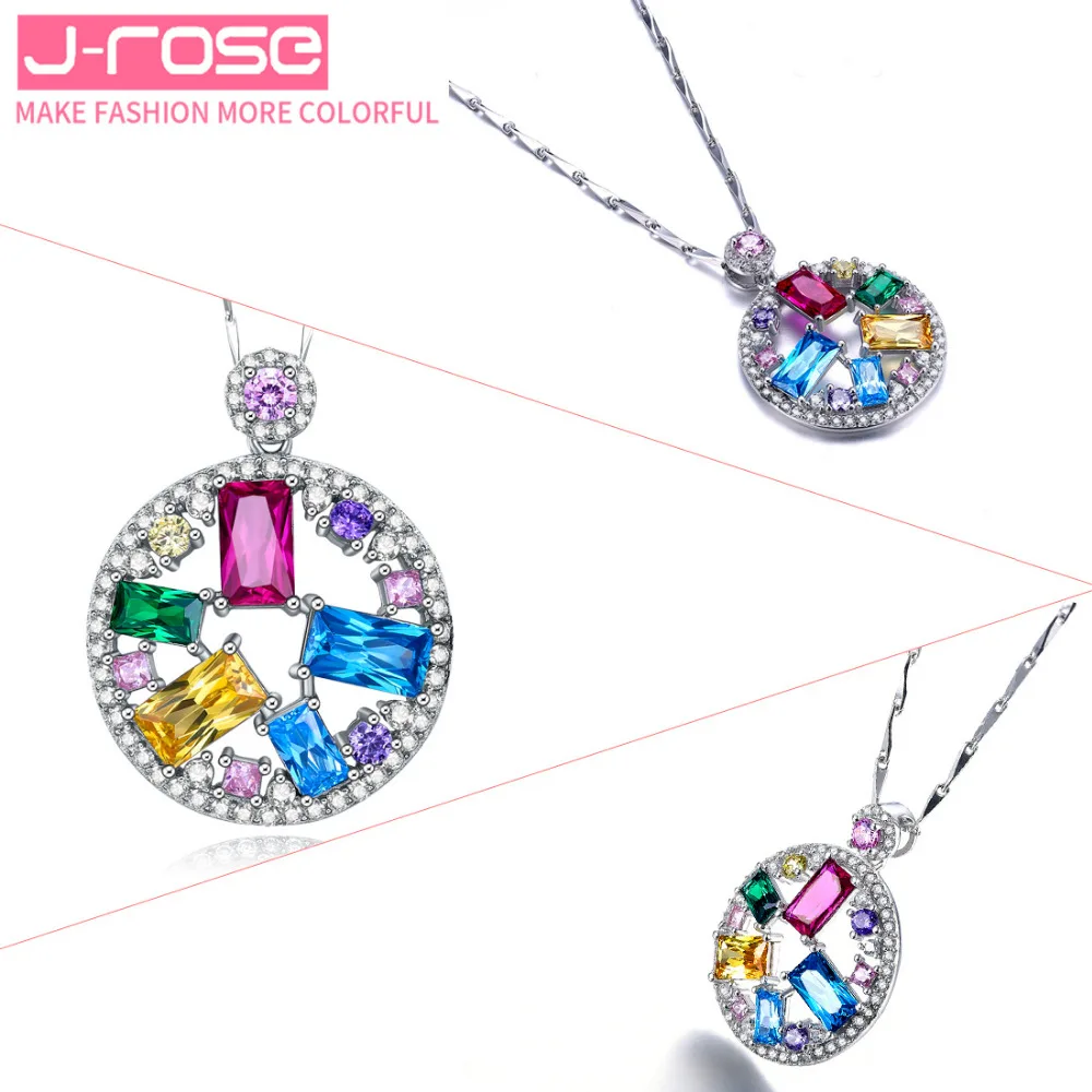 Jrose ювелирные изделия многоцветные AAA CZ 100% твердые 925 Серебро кулон для женщин