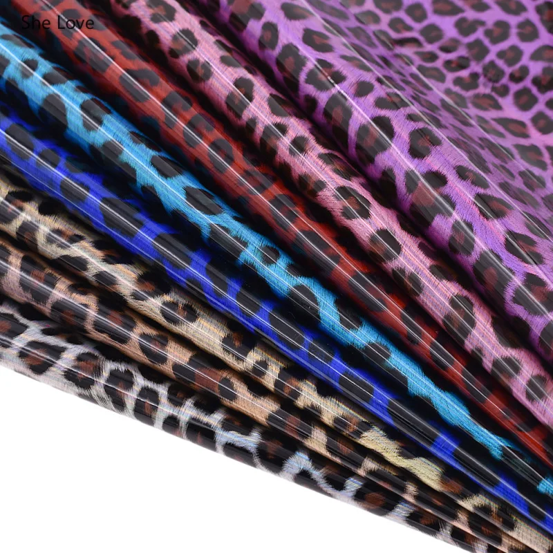 Chzimade A3 Leopard Printed Fabric Artificial Laser Synthetic Leather For Bags Garment Clothes Diy Sewing Materials Handmade | Дом и сад