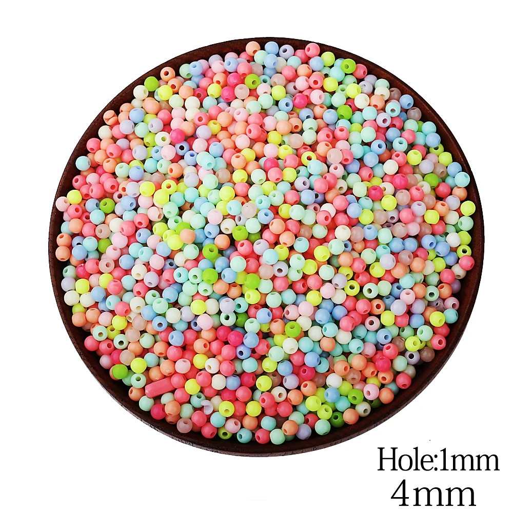 1000 шт./лот 4 мм Смешанные конфетные цвета Акриловые круглые отверстия бисерные