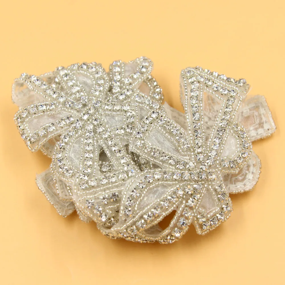 1 ярд 6 5 см ширина Бант горный хрусталь аппликация цветок бисером пояс повязка