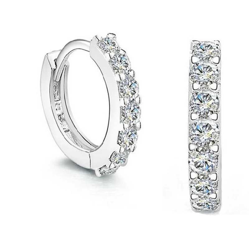 silver color Детские 925 Серебро 10 мм круг циркон Малый серьги обруча для малыша ребенок женщина красивая кубический циркон серьги Серьги ювелирные изделия E024 - Окраска металла: silver color