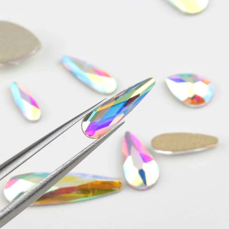 

20 Pcs Diy Nail Art Rhinestone Crystal Ab Glass Rhinestone Nail Set Flat Back Beads Glass 3D Crystal for Nail Art Craft