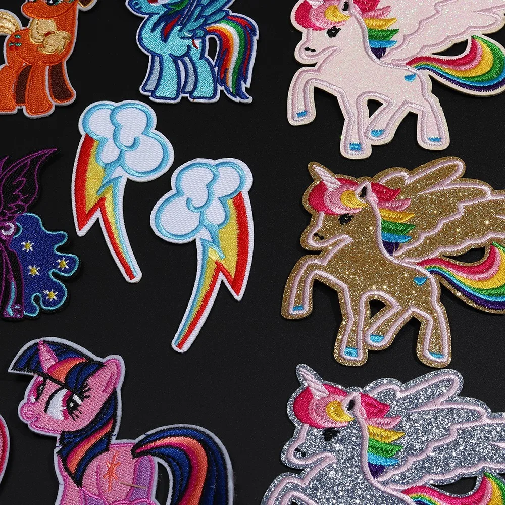 Cartoon My Little Pony Horse Unicorn Patches - Iron on Sew on Embroidered Fabric Badges for Clothes - DIY Applique for Apparel Accessory image 2