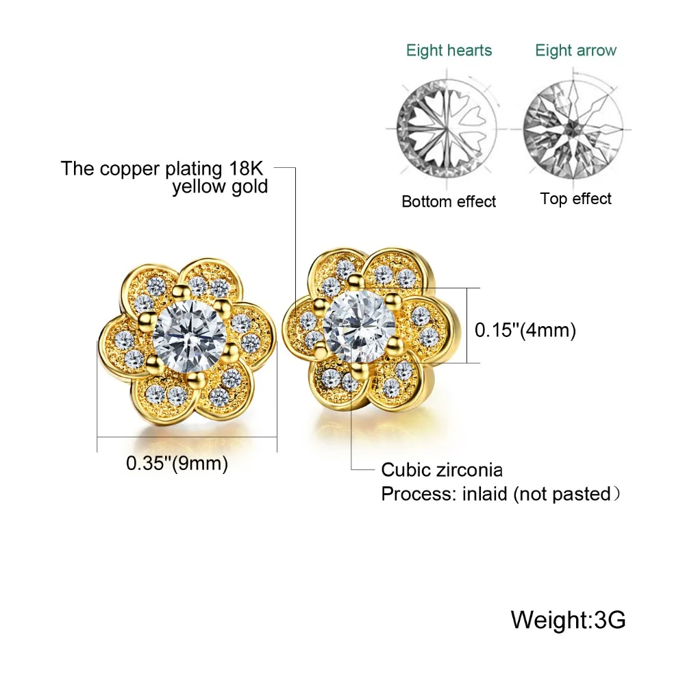 3A Цирконий Корейский Стиль Цветочный Дизайн Женщины Серьга Стержня Ювелирных