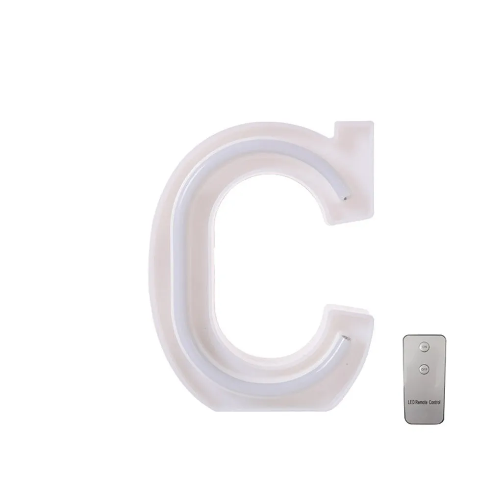 USB tira led Letter Lights Up White Plastic Letters lamparas de mesa para el dormitorio cocina accesorio стоящий