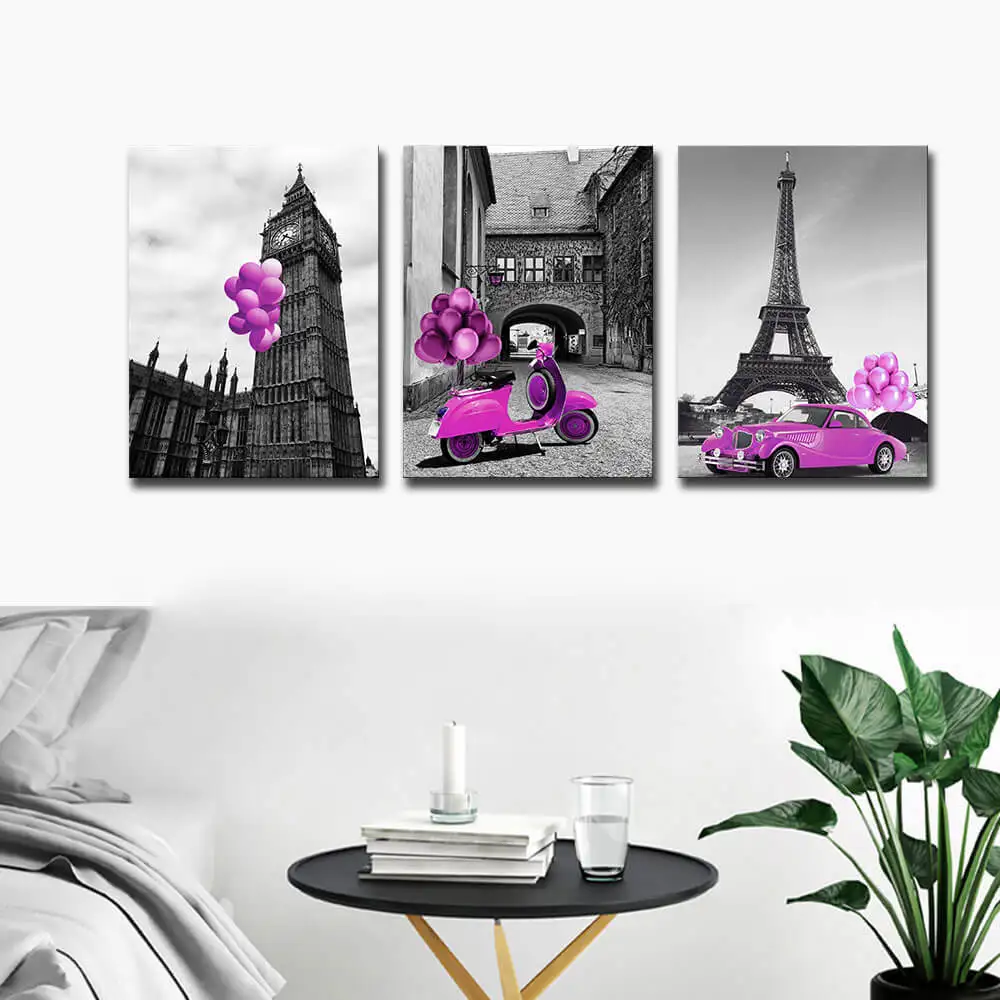 Ретро городское здание плакат Биг Бен Париж башня холст печать пейзаж Живопись