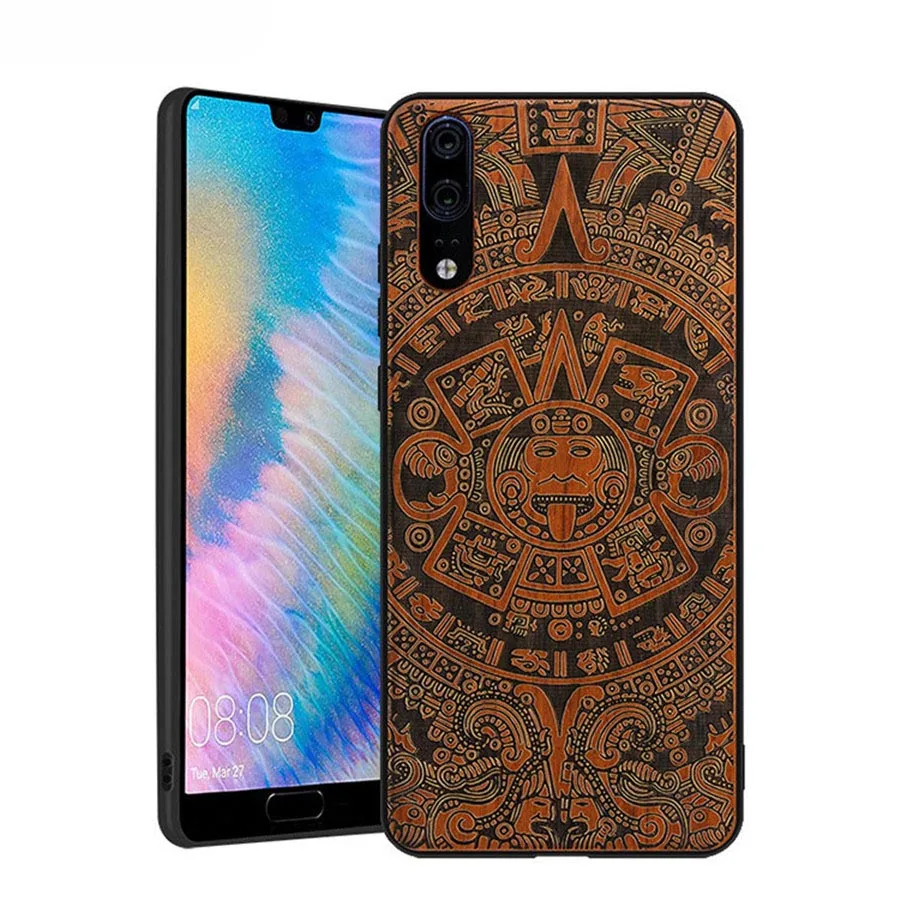 Чехол для Huawei P20pro Plus P20 чехол телефона из ТПУ с резным узором под дерево Бампер Lite