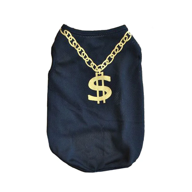 Black dollar XS-L одежда для маленьких собак, летняя футболка для кошек и щенков, дышащая футболка для собак, одежда с принтом, футболка для собак, жилет для кошек и Мопсов - Цвет: Black dollar