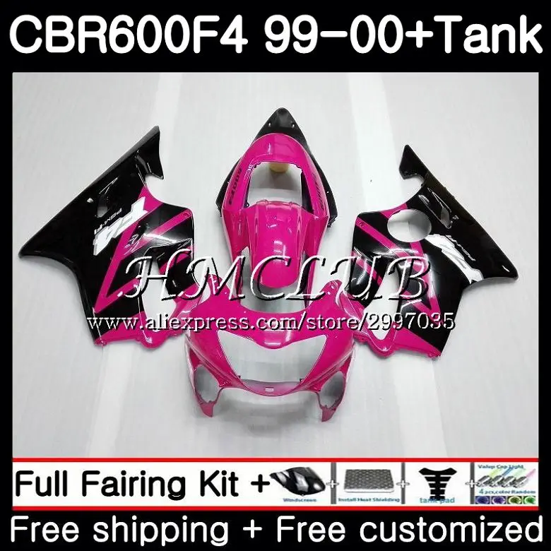 

Розовый черный + бак для HONDA CBR 600F4 CBR600FS CBR 600 FS 1999 2000 корпус 76HC.16 CBR600 F4 FS CBR600F4 CBR 600 F4 99 00 обтекатель