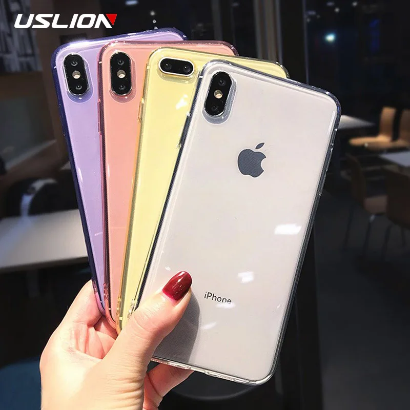 USLION прозрачный мягкий ТПУ чехол для телефона iPhone 6 6s 7 8 Plus ультратонкий простой