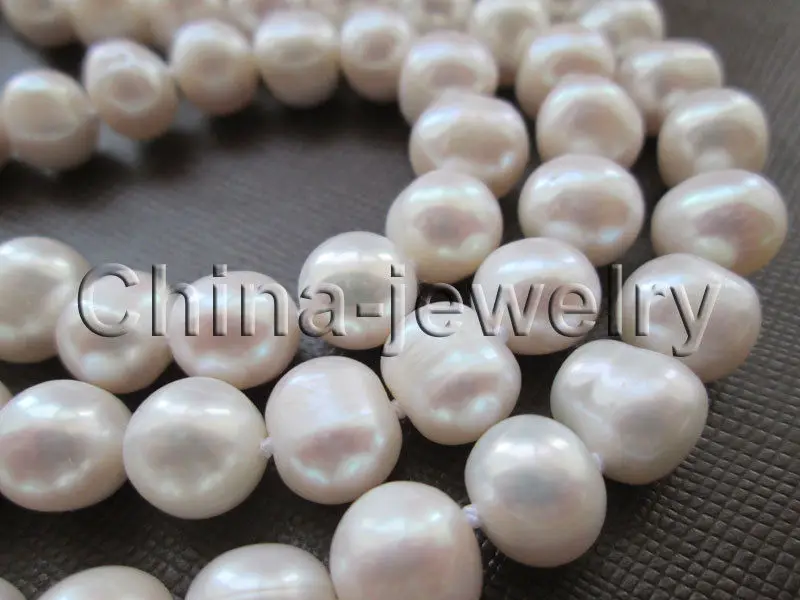 

Selling Jewelry>>17"-19" 3row 9-10mm natural white round freshwater pearl necklace