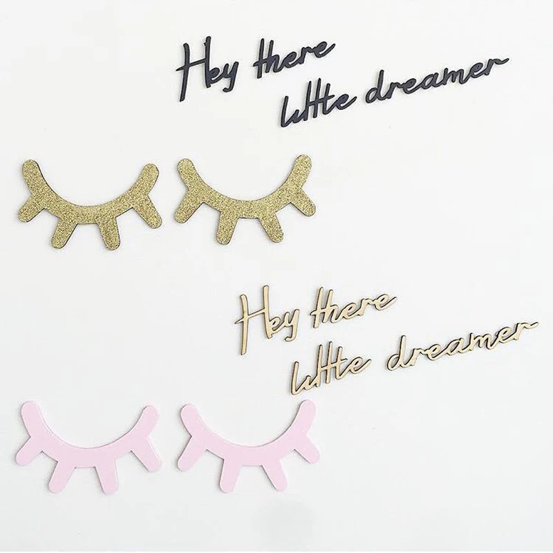 1 пара мультфильм 3D деревянный милые ресницы закрытых глаз декоративные Наклейки