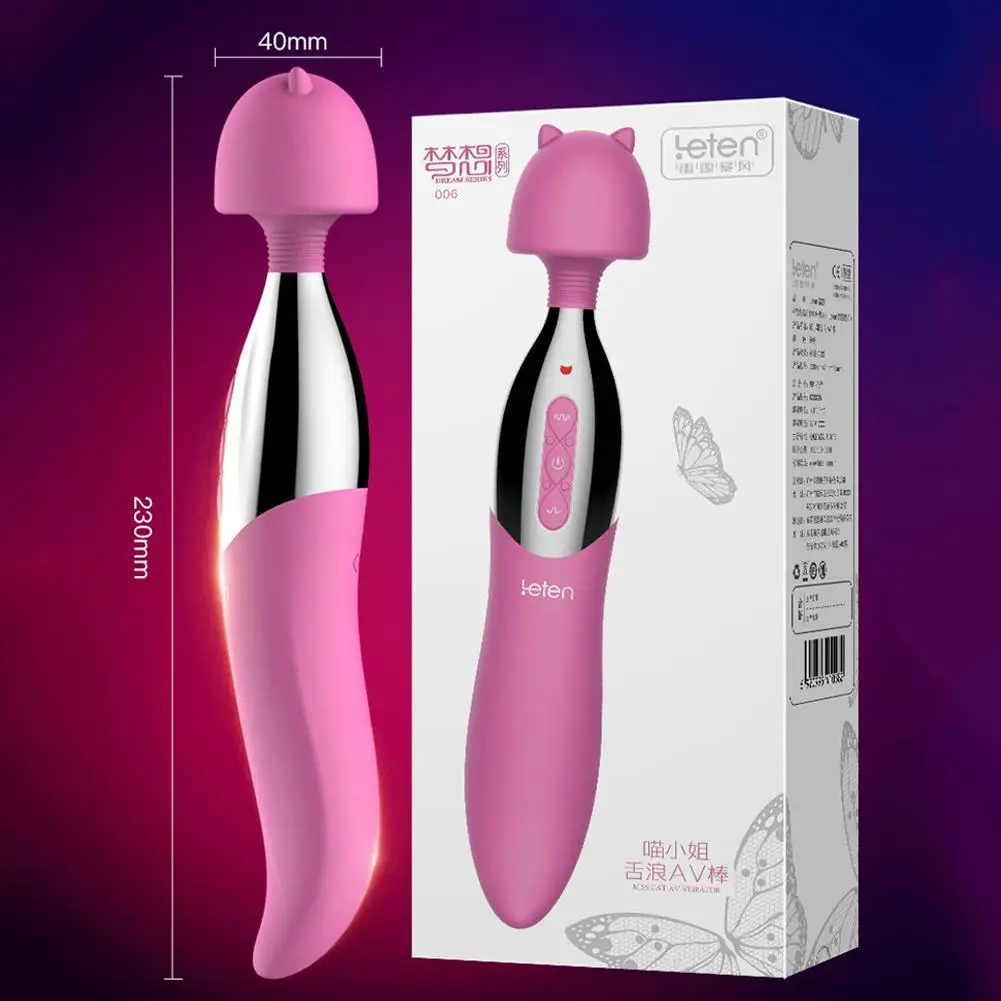 Leten двойной головкой G Spot Дилдо Вибратор для женщин кошка в форме языка волшебная