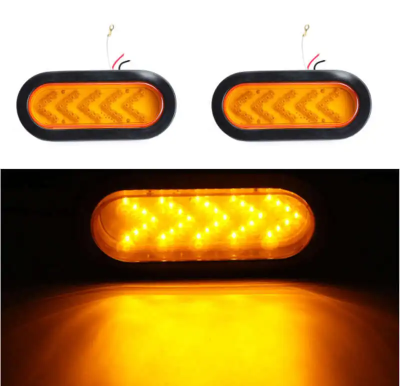 2pcs Keyecu Amber Sequential ARROW поворотник(35 светодиодный) Овальный светильник-полу грузовики с катушкой подойдет к стандартной овальной втулке - Испускаемый цвет: 2pcs