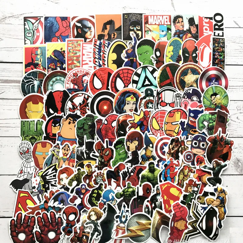 35 шт. наклейки на скейтборд Marvel мстители Дэдпул Железный человек|Игровые фигурки