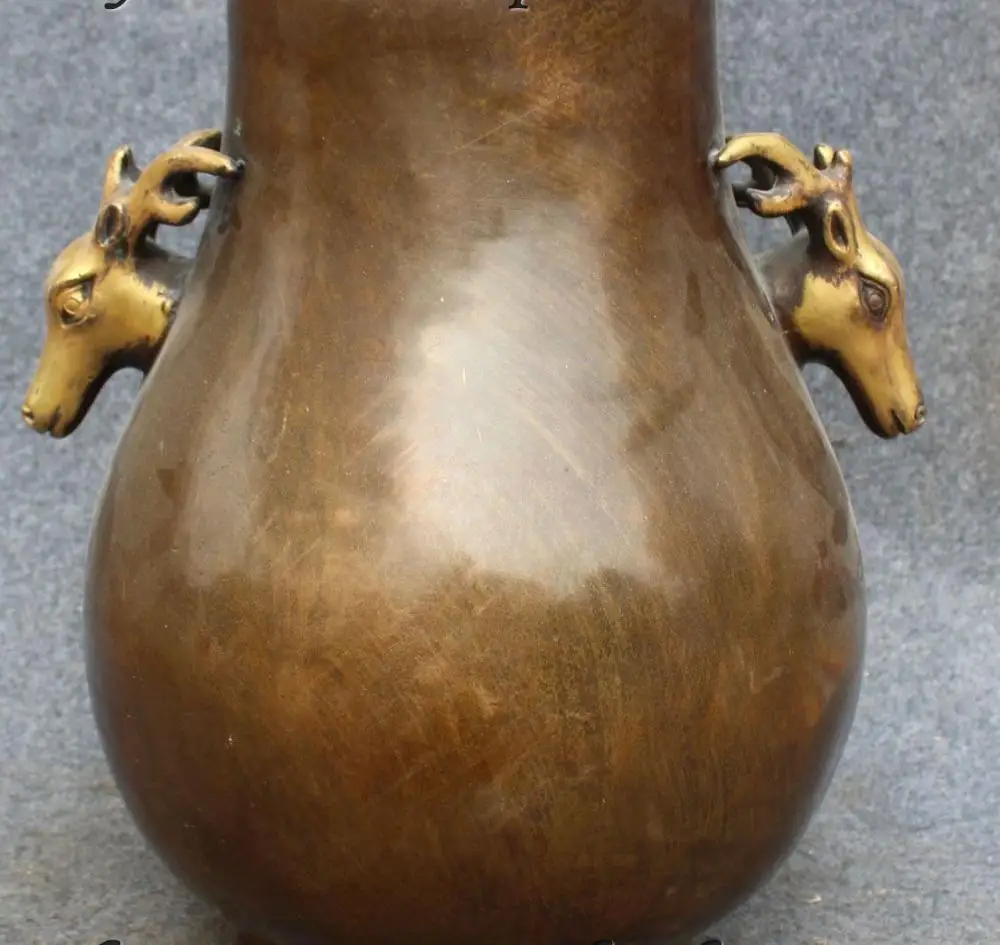 13 &quotотмеченная китайская фиолетовая бронзовая позолота голова оленя ручка