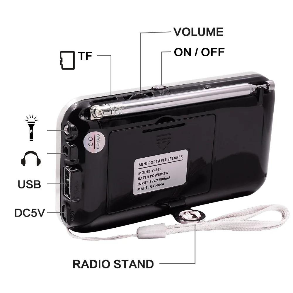 Цифровой мини радиоприемник LEFON поддержка MP3 плеера записи TF карт/USB дисков