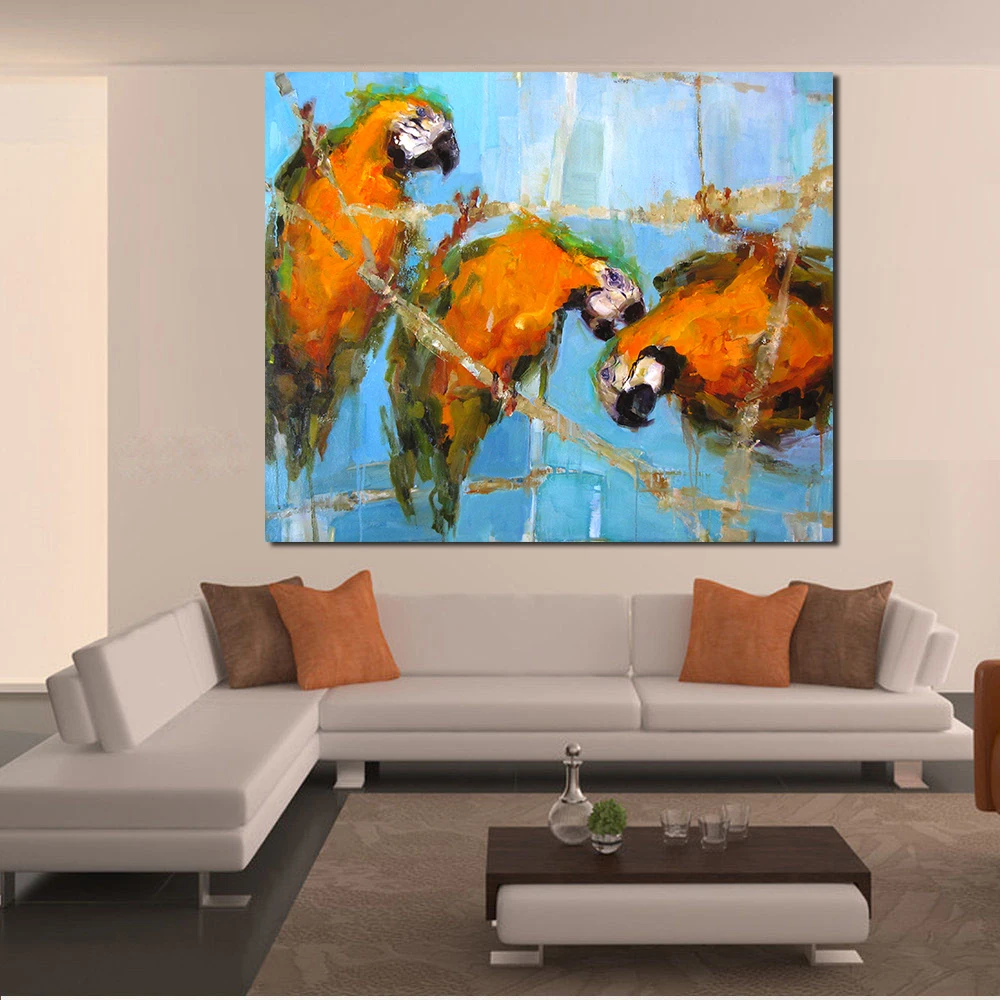JQHYART Limey Miami Parrot украшение на стену живопись маслом печать холсте картины для