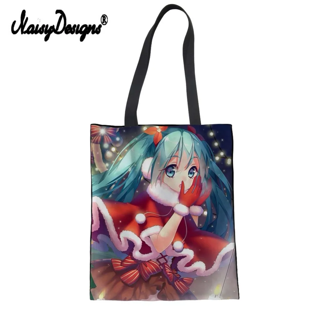Cartoon girls Christmas Women Handbags Canvas Shopping Bag Supermarket Bags Large Capacity Reusable Tote eco Crossbody | Багаж и сумки