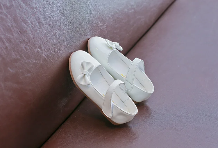 AFDSWG spring and autumn bow low heel pink little girls shoes leather black white shoes wedding girl red princess shoes