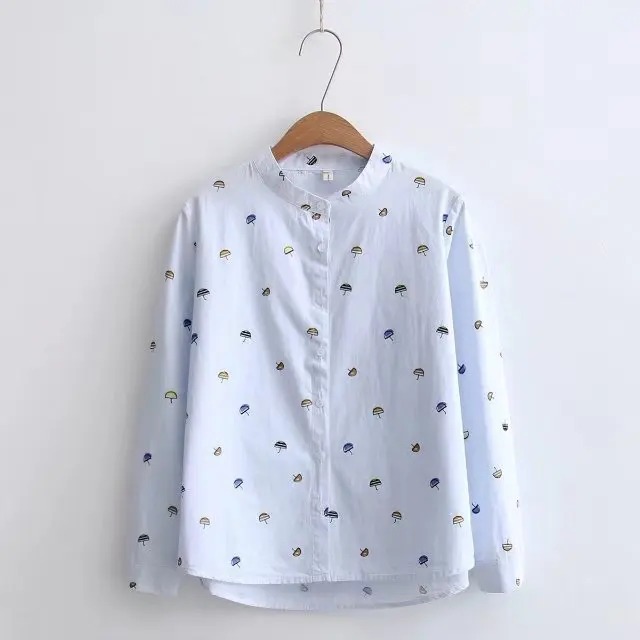 Весеннее платье Новый Зонт с принтами вертикальный стоячий воротник длинным