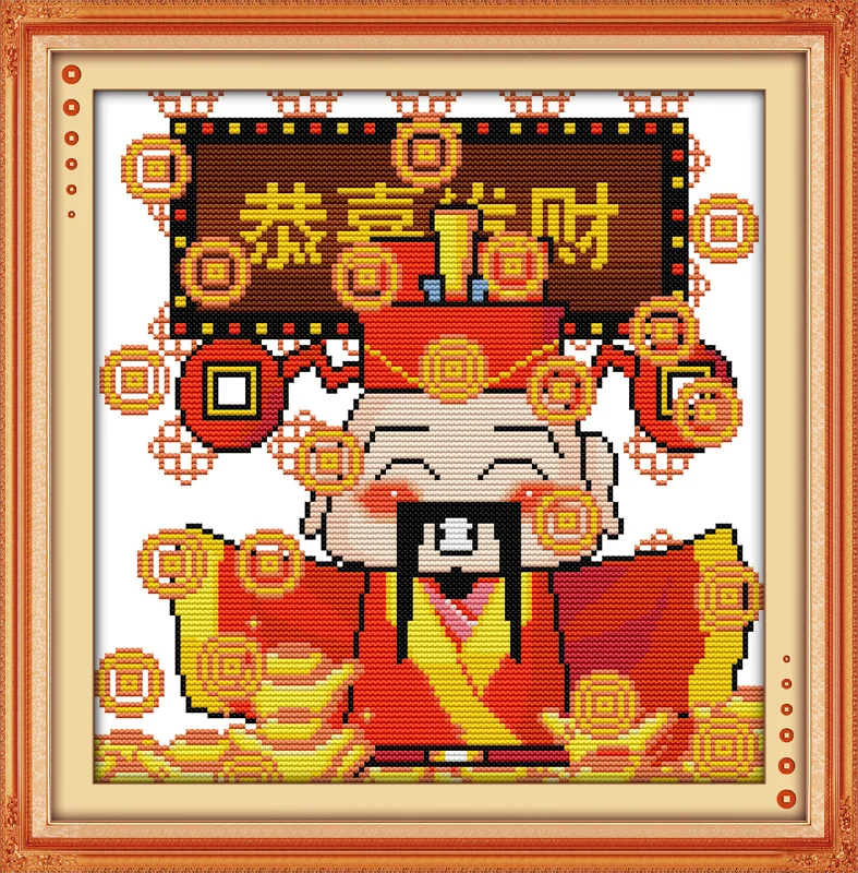 

Little god of wealth cross stitch kit people 18ct 14ct 11ct count print canvas stitches embroidery DIY handmade needlework