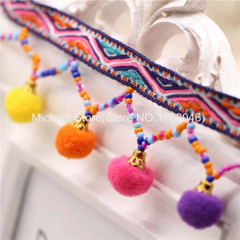 10 ярдов 4 см бусины-Помпоны ручной работы из полиэстера | Дом и сад