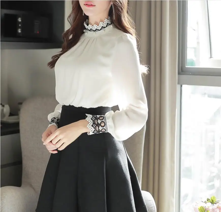 Новинка Осень 2019 корейская модная одежда Свободная шифоновая рубашка женская