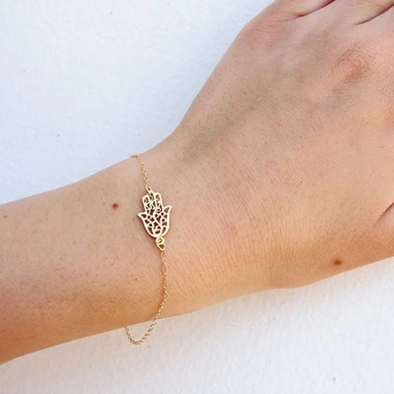 Женский модный хороший браслет приносящий удачу Hamsa Charm рука Простой из