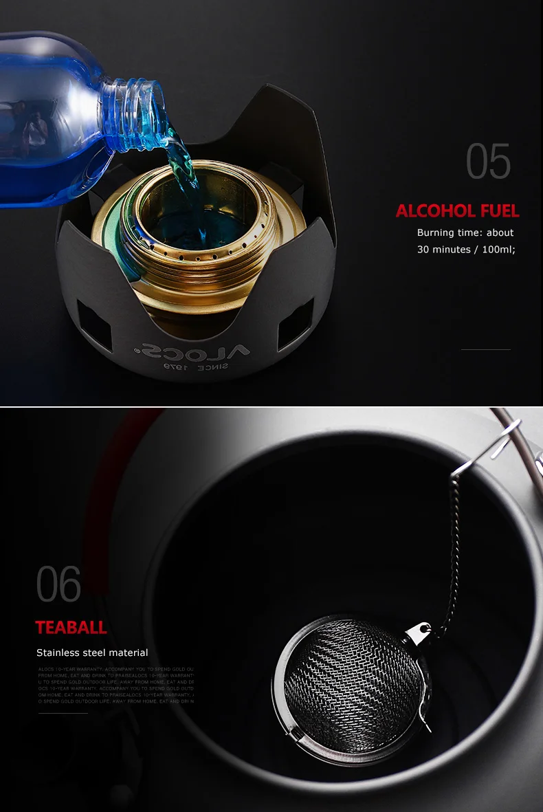 ALOCS K04PRO Открытый Кемпинг 1.4L чайник для воды набор для приготовления пищи кухонная посуда спиртовая горелка Поддержка Подставка для пешего туризма