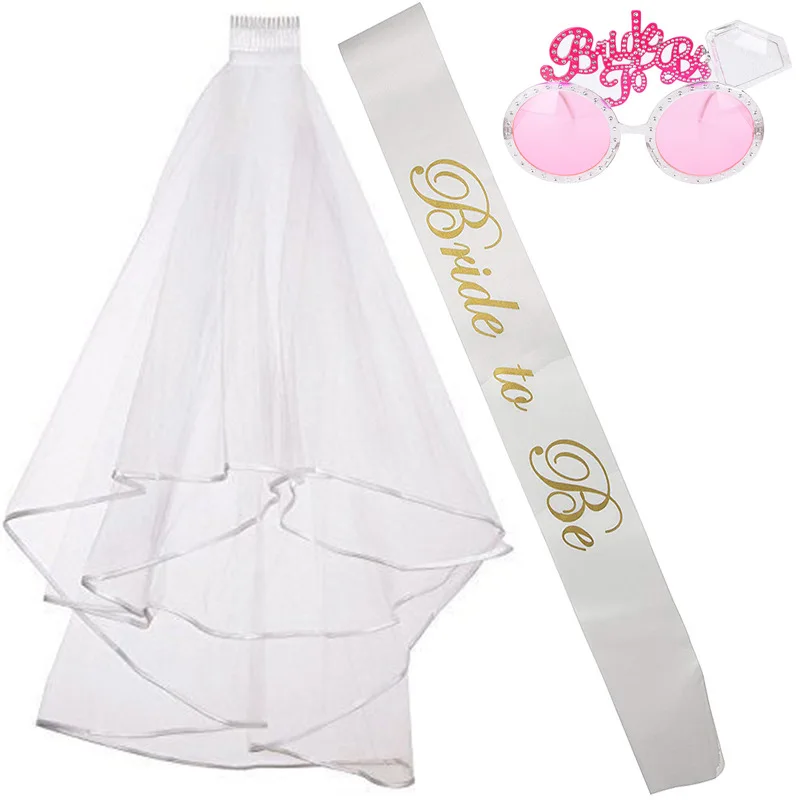 5 шт. в комплекте для невесты солнечные очки подружки вуаль пояс и значок