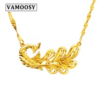vamoosy 2018 new design exquisite peacock 24k gold color choker necklaces for women girls chocker collar bijoux neck jewelry