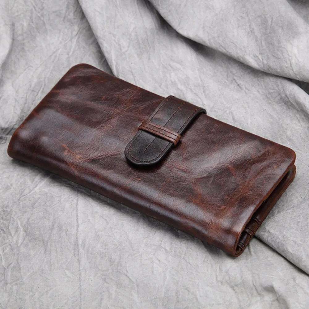 Кошелек мужской из натуральной кожи вощеный бумажник с кармашком для мелочи