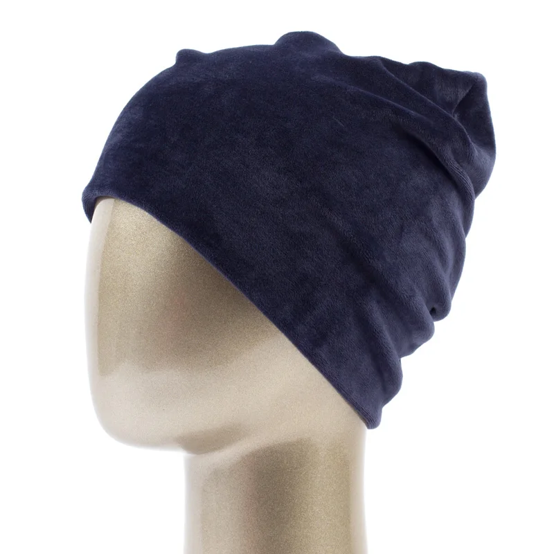 Geebro, Брендовая женская велюровая шапка, повседневная, полиэстер, Skullies Beanies, для женщин, зимняя, бархатная, простая, Балаклава, шапка Sapka - Цвет: Navy
