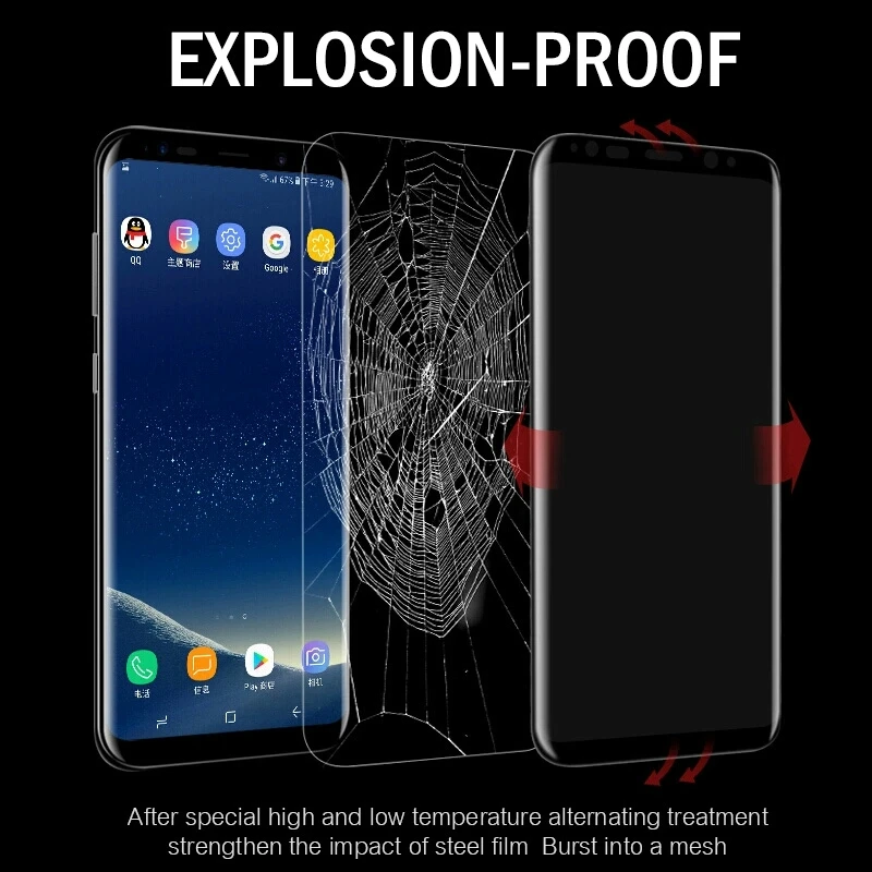 Plusme 6D защита экрана закаленное стекло для Samsung Note8 полное изогнутое Galaxy S8 S9 A8 Plus