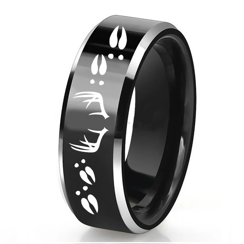 Подгоняемые охотничьи кольца с изображением рога для мужчин 8 мм черное